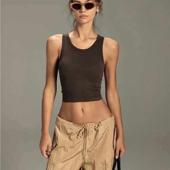 Brown Ribbed Tank Top - Picture 3 of 3